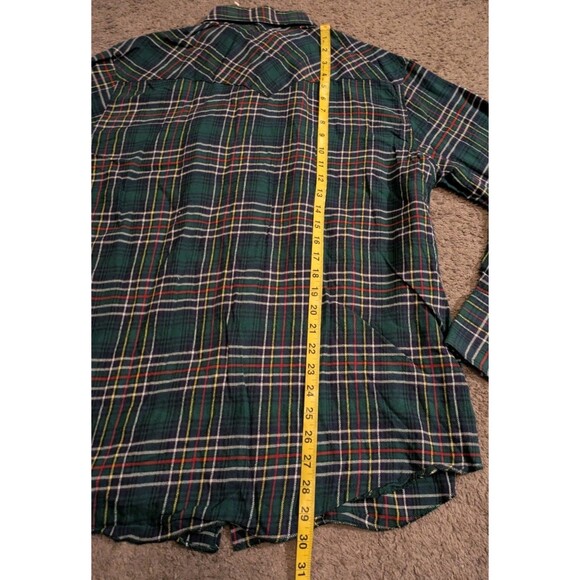 Vintage Wrangler Western Pearl Snap Button Green Plaid Long Sleeve Shirt Men's - Picture 5 of 6